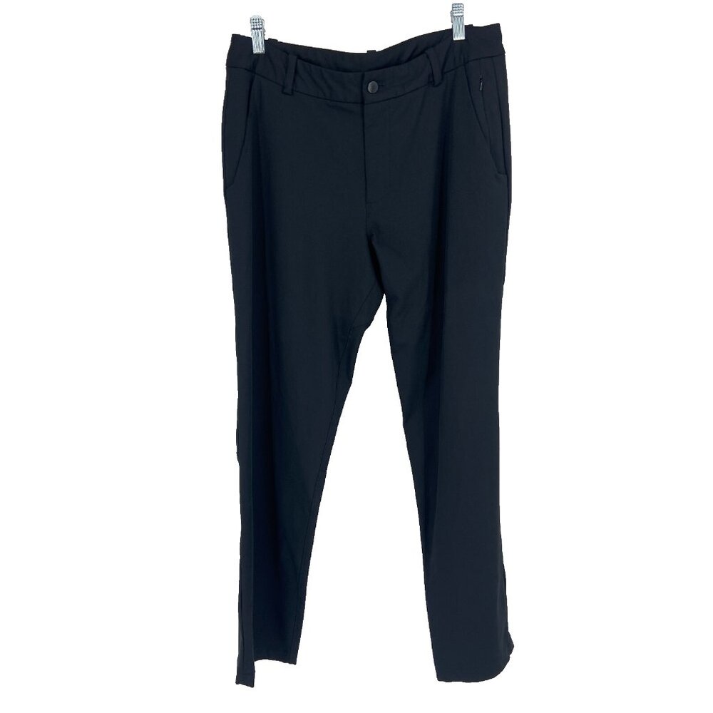 Lululemon Men 34 Commission Pant Solid Black Stretch Performance Commute Travel